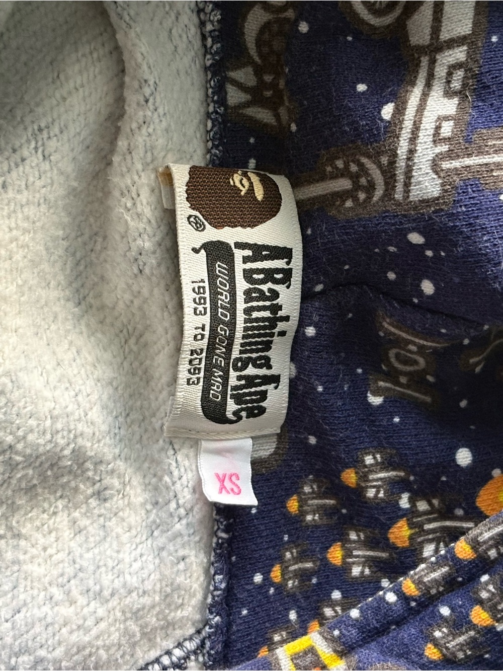 BAPE x STAR WARS  sz XS Full Zip Navy Blue Hoodie Fleece Bathing Ape Japan - Picture 7 of 13
